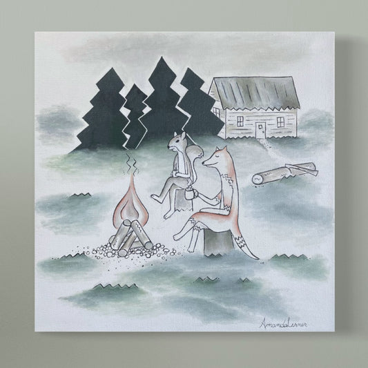 Mr Fox and Friend - Camping Art - PRINT